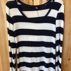 Women’s Blue and White Striped Pull Over